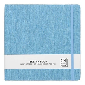 8.3x8.3" Watercolor Sketchbook, 24 Sheet 300GSM/203lb, Blue - Picture 1 of 6