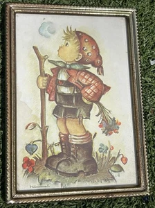 Vintage Hummel “Little Traveler” Framed Print 6-Inch – German Style Child Art - Picture 1 of 3