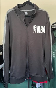 NBA Track Jacket Mens Basketball Full Zip Mock Neck Pockets 2XL Black Grey - Picture 1 of 10
