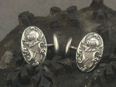 Unger Brothers Plata Esterlina Art Nouveau Caballeros Casco Escudo Gemelos 10gr Foto 1 de 4