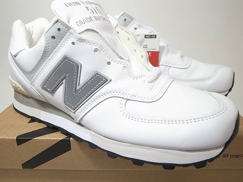 NEW BALANCE Sneaker uomo Blance OU576WSI tutta pelle bianca made in England nuova Us10