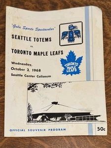 1968 NHL Toronto Maple Leafs VS Seattle Totems Program Hockey Club Vintage - Picture 1 of 6