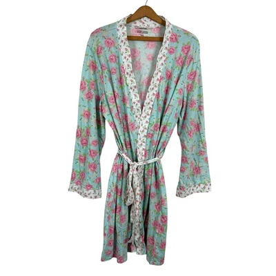 Bata de mujer vintage rosa K Kmart talla XL cinturón ligero floral cabaña jardín  Foto 1 de 4