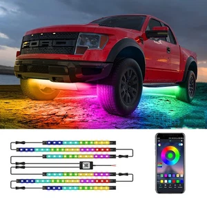6X Car Underglow Neon Accent Strip Lights Multi Color DIY Music Mode APP Control - Picture 1 of 13