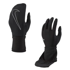 NIKE Storm-FIT Convertible Running Gloves sz L Large Black Reflective Mittens - Picture 1 of 3