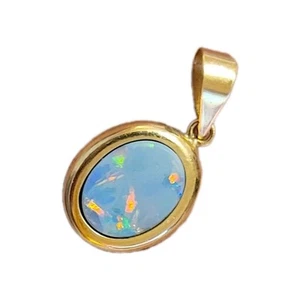14k Yellow Gold Australian Natural Opal Inlay Pendant - Picture 1 of 11