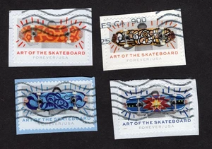 #5763-66 Skateboard Art Stamps, Used Set of 4, Forever, On Paper - Picture 1 of 1