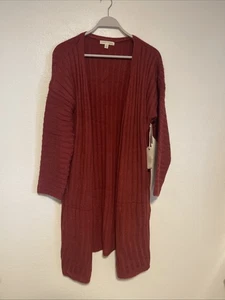 Farmers Market By Oneworld Cardigan Scialle Aperto Frontale Donna Taglia 1X Rosso NUOVO - Foto 1 di 8