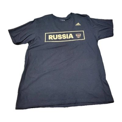 Adidas Russia National Team T-Shirt Size Large  Black Eagle Crest Soccer - Image 1 of 4