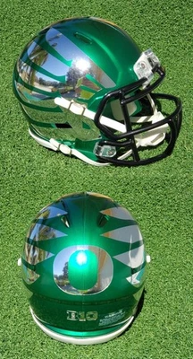 OREGON DUCKS NEW FOR 2025 GREEN/CHROME WING FOOTBALL MINI HELMET - Image 1 of 3