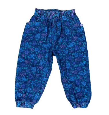 Винтажный Oshkosh 24 М цветочный джинсовой ткани брюки 90-х полевые цветы сделано в США ретро фиолетовый - Изображение 1 из 4