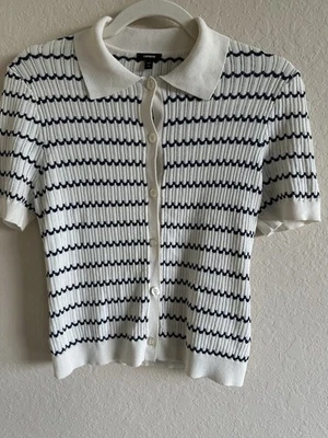 Cárdigan Express XS Azul Marino Blanco Rayas Cuello **LEER** Foto 1 de 4