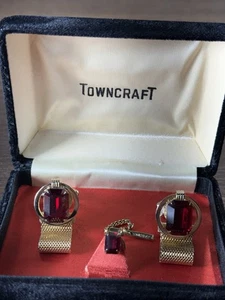 Red Ruby Gold Cufflinks Dante  - Picture 1 of 3