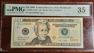 2009 $20 Star Richmond FRN Fr.- 2095-ESOI☆ (JE☆ Block) PMG 35 Choice VF SOI Note - Picture 1 of 2
