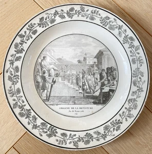 Assiette Parlante faïence Stone Coquerel Legros Origine de la dictature Rome XIX - Picture 1 of 3
