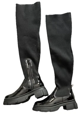 Botas altas hasta el muslo con plataforma sobre la rodilla para mujer botas de otoño suela talla 6 Foto 1 de 4