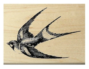 P16  Swallow bird rubber stamp 2.24x1.7"  WM - Picture 1 of 2