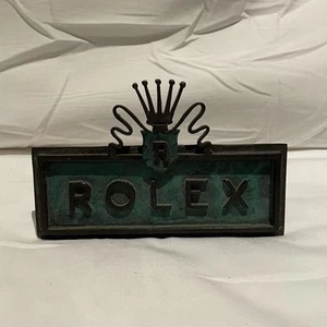 Rolex Vintage Display Plate Emblem Swiss Made 1950s Rare Metal Stand-Up Sign - Picture 1 of 9