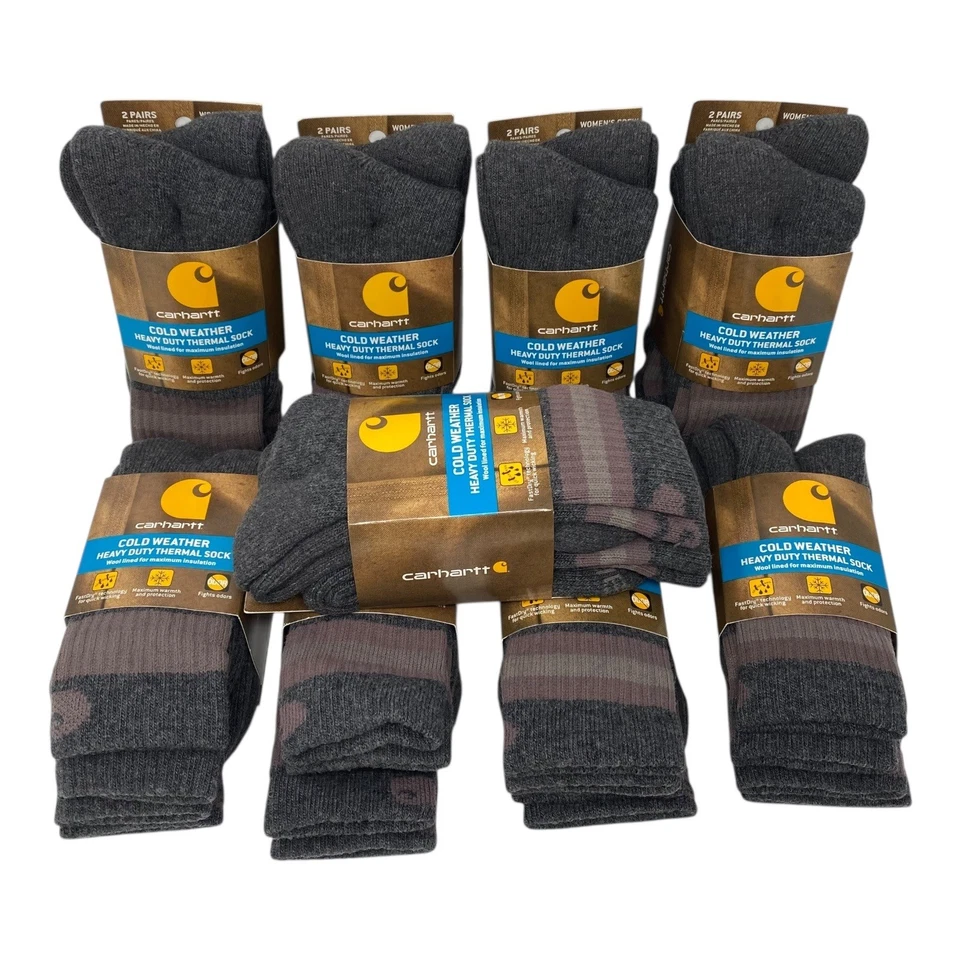 (18对)Carhartt女式重型保暖船袜冷齿轮羊毛混纺 — 第 1/4 张图片
