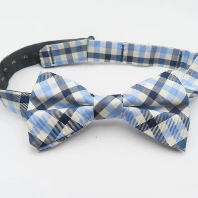 Tommy Hilfiger Pajarita Azul Negro Cuadros 2.25" Ancho Preatado Seda Foto 1 de 4