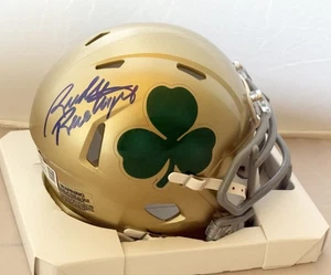 Rudy Ruettiger signed Notre Dame Irish Shamrock mini helmet Beckett Witness - Picture 1 of 2