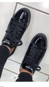 white patent prada trainers