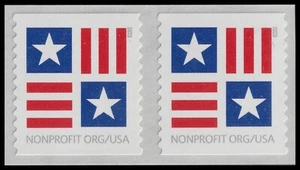 US 5756 Patriotic Block Nonprofit Org 5c coil pair MNH 2023 - Picture 1 of 2