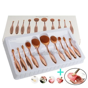 Rose Gold Toothbrush Elite Oval Make up Brushes Set Powder Foundation Contour - Picture 1 of 7