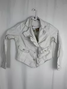 CAbi Ivory Linen Ruffle Button Jacket Style #325 Size M - Picture 1 of 15