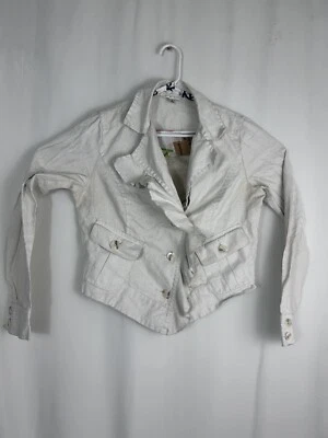 CAbi Ivory Linen Ruffle Button Jacket Style #325 Size M - Image 1 of 4