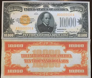Reproduction 1934 $10,000 Bill Gold Certificate Copy USA Currency Read Below!! - Picture 1 of 8