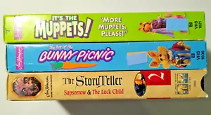 3 VHS lot It's the Muppets More Please Bunny Picnic Jim Henson's Storyteller - Foto 1 di 12