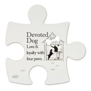 Puzzleteil Wandbild weiße Plakette / Fotorahmen - hingebungsvoller Hund - Bild 1 von 2