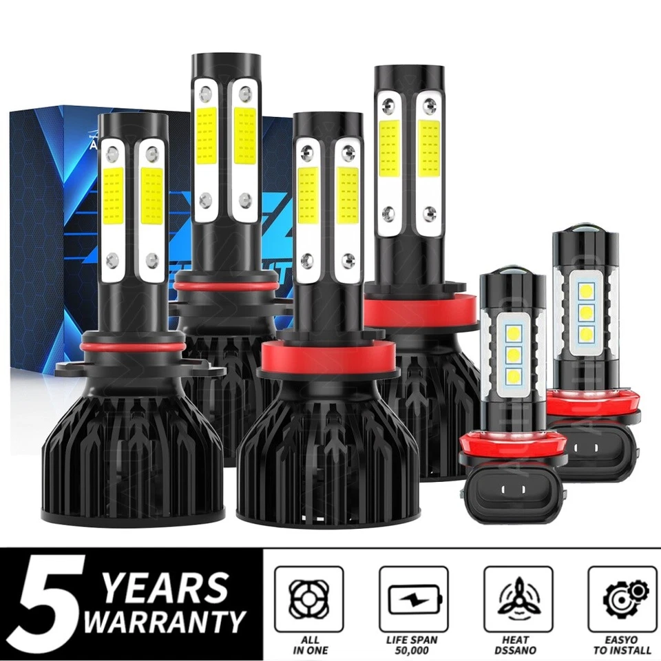 6x LED Headlights + Fog Light Bulbs For 2015-2021 Honda CR-V CRV Utility 4-Door - Image 1 of 4