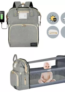 Mochila multifunción para pañales/bebé con estación de cambio y siesta-GreyStation - Imagen 1 de 1