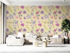 3D Purple Floral Yellow Background Wallpaper Wall Murals Removable Wallpaper 11