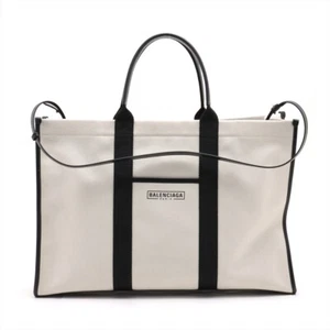 Balenciaga HARDWARE LARGE Canvas & Leather Tote bag Black x Beige 671403 - Picture 1 of 15