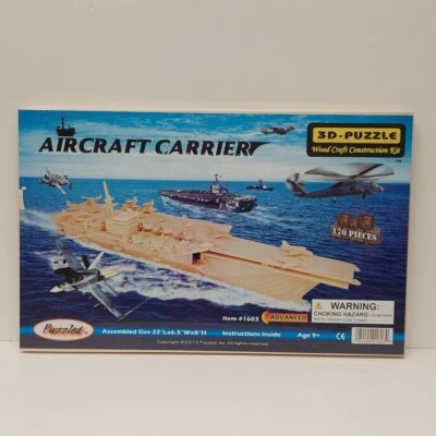 Rompecabezas 3D portaaviones #1603 madera natural 170 piezas edad avanzada 9+ 2013 nuevo en paquete Foto 1 de 2