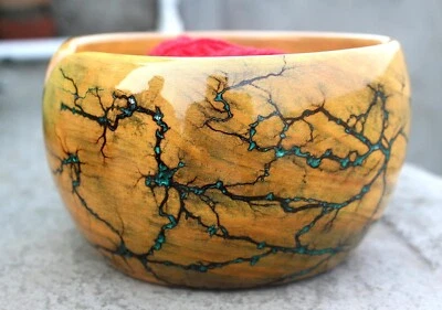 Tazón de hilo de madera hecho a mano para tejer aguja de ganchillo antideslizante soporte madejas regalo Foto 1 de 4