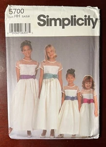 VTG Simplicity 5700 Girl's Dress Event Flower Girl Wedding Sz 3 4 5 6 UNCUT FF - Picture 1 of 5