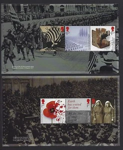 GREAT BRITAIN 2017 WORLD WAR 1 1917  BOOKLET PANES 2 AND 3 FINE USED - Picture 1 of 1