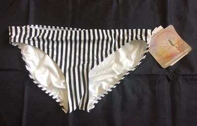 Traje de baño Coco Rave negro blanco a rayas parte inferior de bikini talla mediana. Nuevo con etiquetas Foto 1 de 4