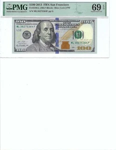 2013 $100 FRN FR2188L PMG 69 Superb Gem UNC EPQ S/N L39275364F!!! - Picture 1 of 2