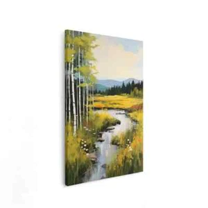 Pintura de naturaleza de verano árboles verdes río impresión en lienzo arte de pared australiano sin marco - Imagen 1 de 4