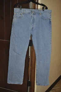 Levi 501's Original Riveted Medium Wash Blue Denim Jeans 36x30 - Picture 1 of 7