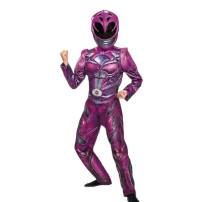 Pink Ranger Deluxe Child Costume Power Rangers Mask Gloves Girls Medium 7-8 New - Image 1 of 4