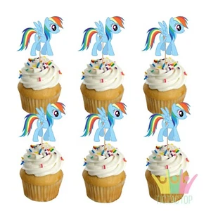 12 x My Little Pony Rainbow Dash CUPCAKE CAKE TOPPER Party Supplies Lolly Bag - Picture 1 of 1