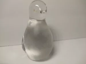 COLLECTIBLE PAPERWEIGHT Glass Penguin Figurine Frosted Crystal - Picture 1 of 5