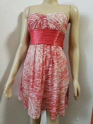 Vestido para mujer BCBGMAXAZRIA talla 2 seda S rosa metálico deshuesado sin tirantes/B10 Foto 1 de 4