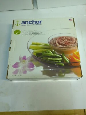 Anchor Hocking Presence Deep Chip n Dip Set Clear Glass USA - Image 1 of 3